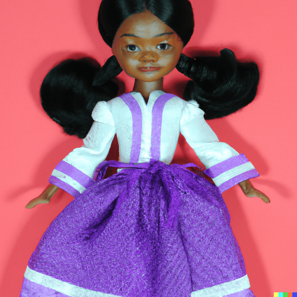 Black Dolls Matter depicted by DALL·E 2., Art by A. I., BLACK DOLLS MATTER