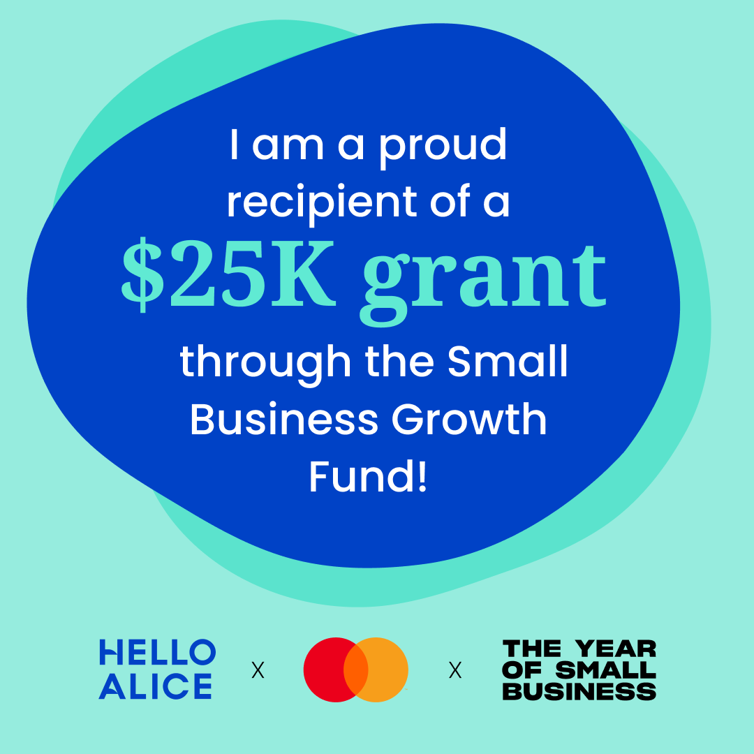 We’ve been selected to receive a $25,000 grant through round 4 of the Small Business Growth Fund, a @HelloAlice grant program sponsored by @Mastercard.